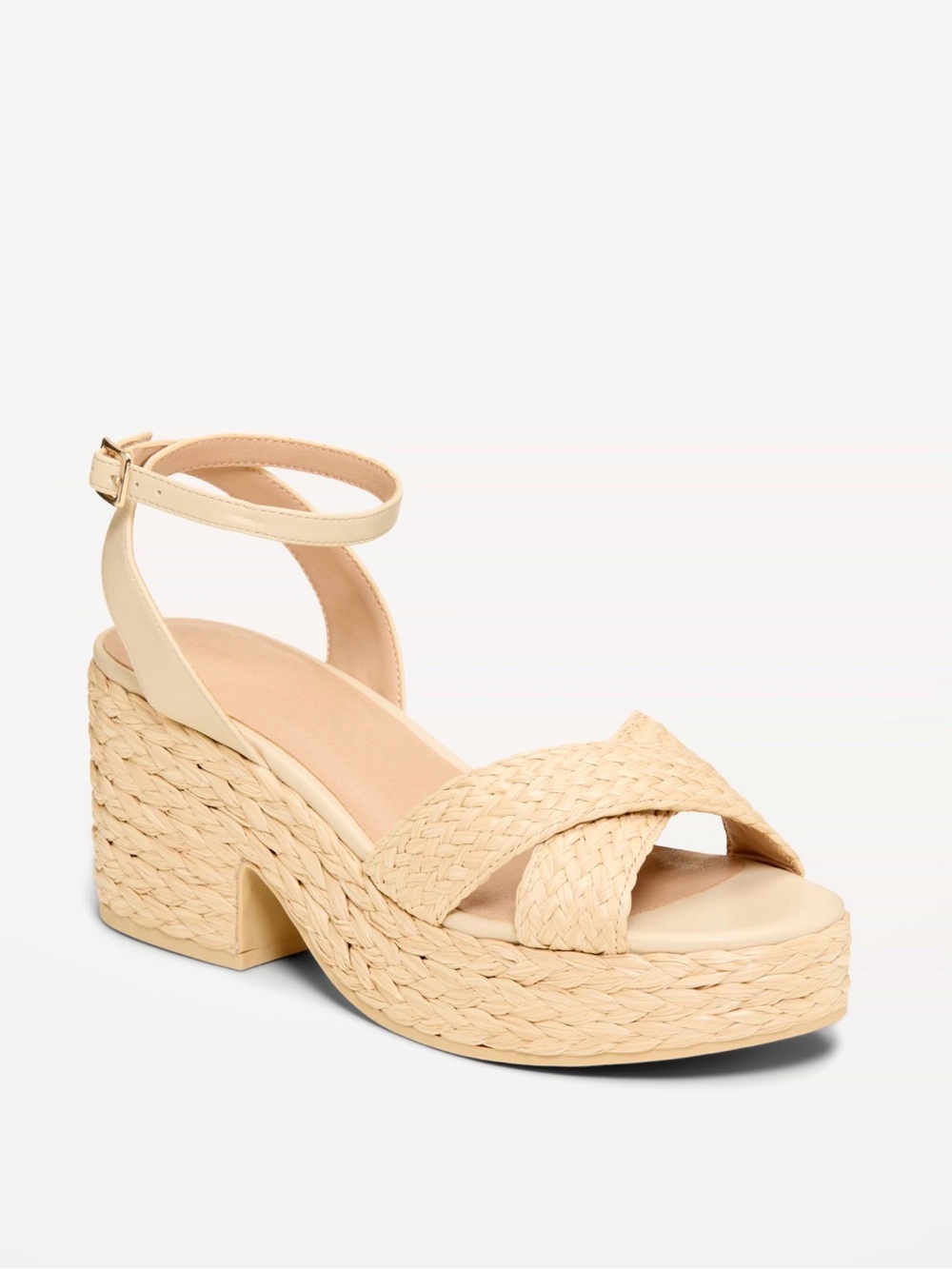 Old Navy Braided Platform Ankle-Strap Sandal in Beige